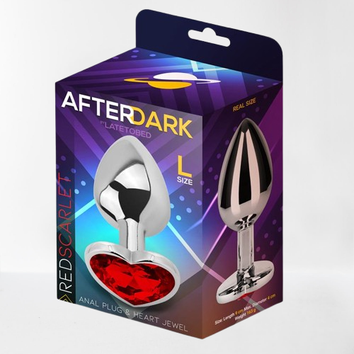 LateToBed Afterdark plug anal con joya roja forma corazón talla L