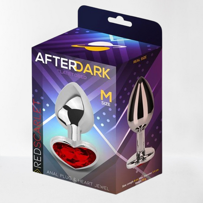 LateToBed Afterdark plug anal con joya roja forma corazón talla M