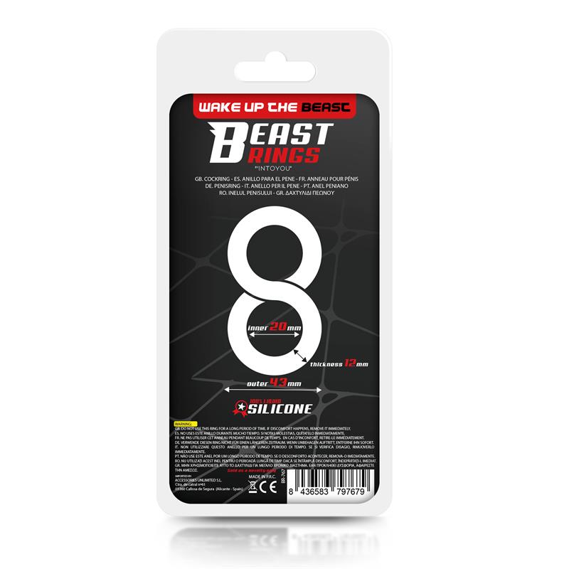 Beast Ring anillo doble para pene y testículos de silicona líquida con diseño plano 2 cm