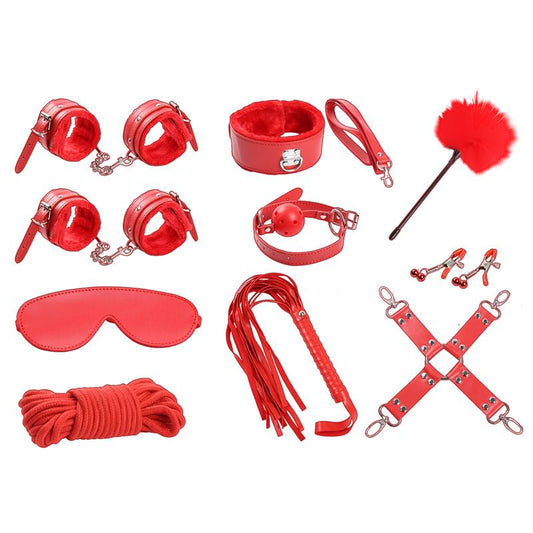 Intoyou "BDSM Line" set bondage 10 piezas rojo