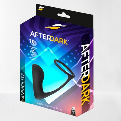 LateToBed Afterdark plug anal con vibración y anillo para pene y testículos "Ammolite"