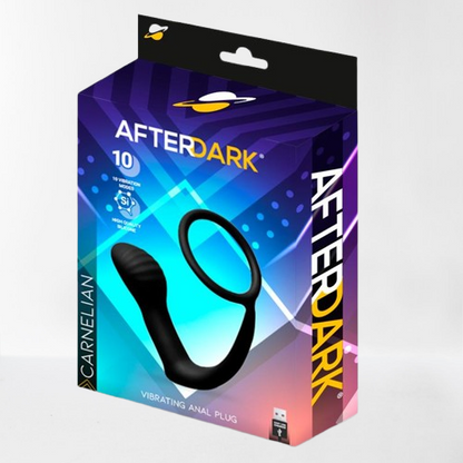 LateToBed Afterdark plug anal con vibración y anillo para pene "Carnelian"