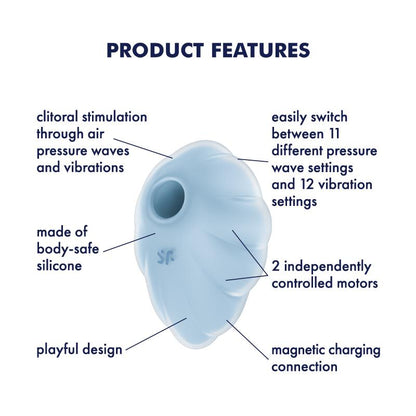 Satisfyer succionador de clítoris con vibración "Cloud Dancer" azul