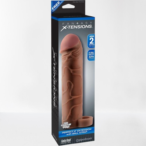 Fantasy X-Tensions funda extensora para pene con anilla para testículos (+2,5 cm) marrón