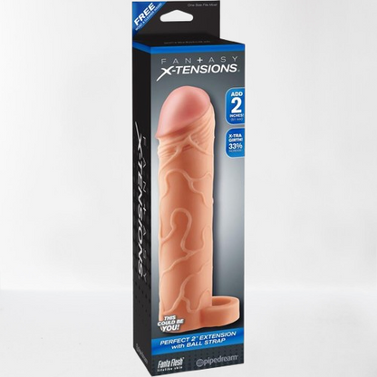 Fantasy X-Tensions funda extensora para pene con anilla para testículos (+5,1 cm) rosa