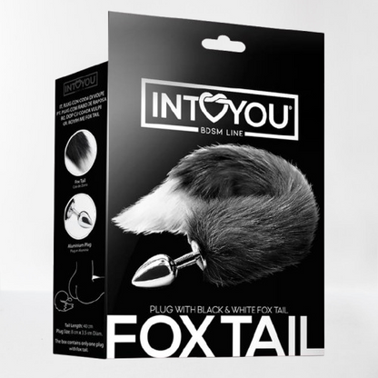 Intoyou "BDSM Line" plug anal con cola de zorro negra y blanca