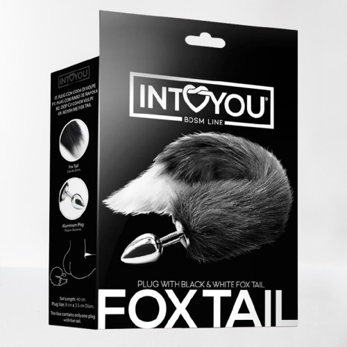 Intoyou "BDSM Line" plug anal con cola de zorro negra y blanca