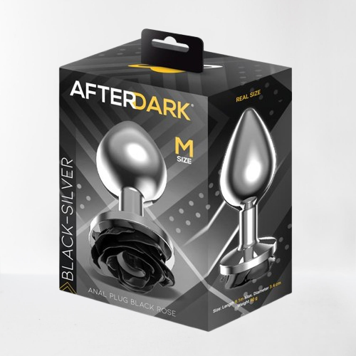 LateToBed Afterdark plug anal con rosa negra talla M plateado