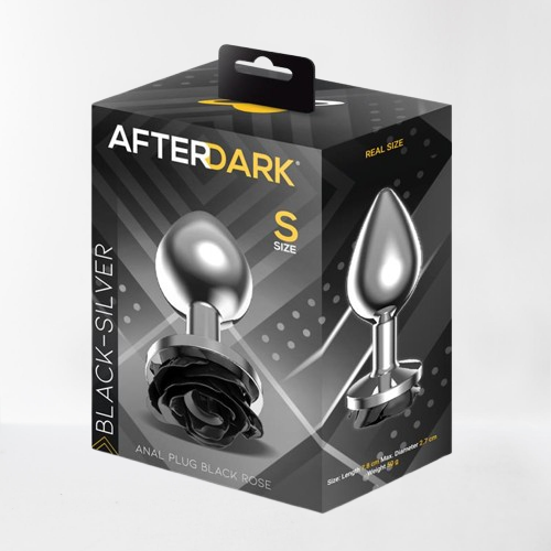 LateToBed Afterdark plug anal con rosa negra talla S plateado