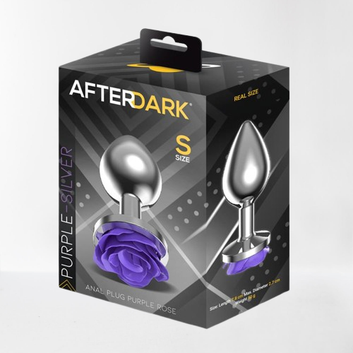 LateToBed Afterdark plug anal con rosa púrpura talla S plateado
