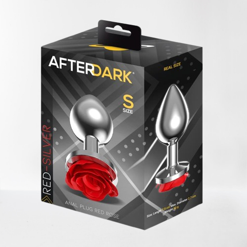 LateToBed Afterdark plug anal con rosa roja talla S plateado
