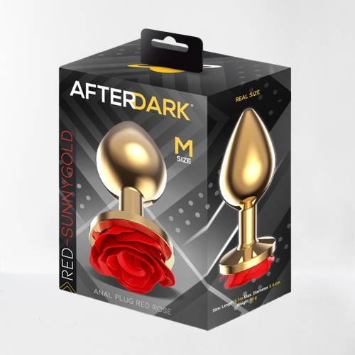 LateToBed Afterdark plug anal con rosa roja talla M dorado