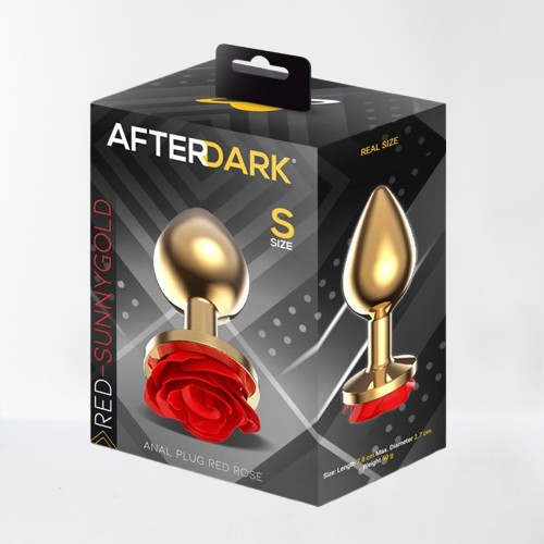 LateToBed Afterdark plug anal con rosa roja talla S dorado