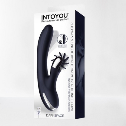 Intoyou vibrador con lengua rotadora y fingering "Darkspace" azul