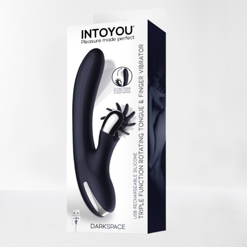 Intoyou vibrador con lengua rotadora y fingering "Darkspace" azul