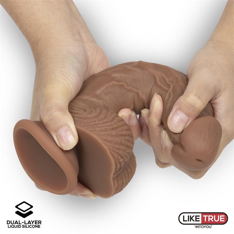 Intoyou LikeTrue dildo hiper realista silicona líquida dual layer 21 cm marrón