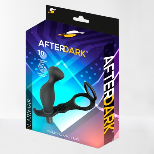 LateToBed Afterdark plug anal con vibración y anillo para pene "Larimar"