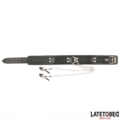 LateToBed "BDSM Line" collar con pinzas para los pezones