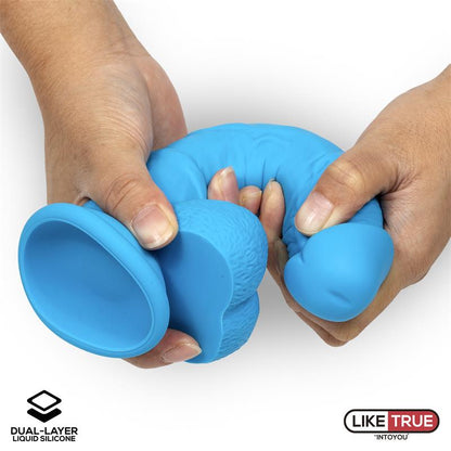 Intoyou LikeTrue dildo hiper realista silicona líquida dual layer 20 cm azul