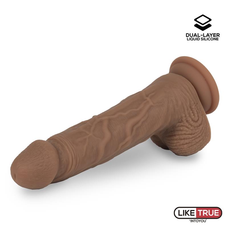 Intoyou LikeTrue dildo hiper realista silicona líquida dual layer 21 cm marrón