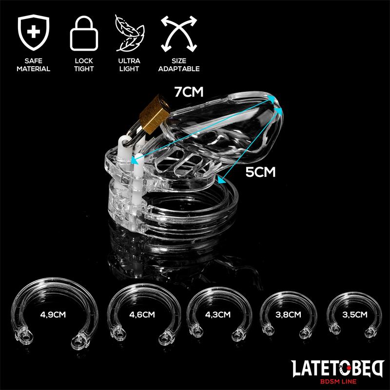 LateToBed BDSM Line jaula de castidad universal short transparente
