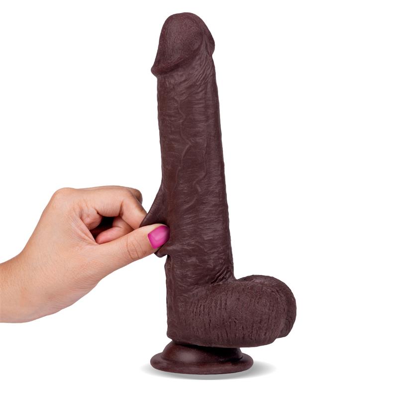 Intoyou LikeTrue dildo hiper realista con dual layer retráctil y articulable "Slidy" 22,5 cm negro
