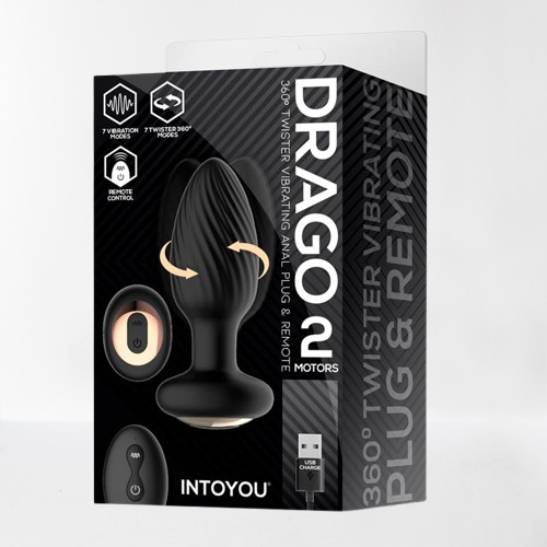 Intoyou plug anal con vibración, movimiento twister y control remoto "Drago"