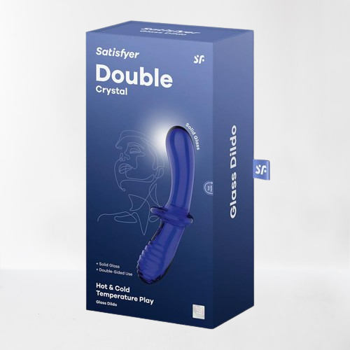Satisfyer dildo de cristal para juegos de temperatura "Double Crystal" - Azul claro