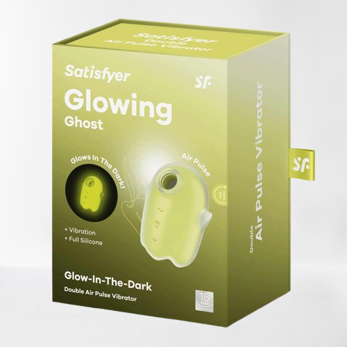 Satisfyer succionador de clítoris con vibración "Glowing Ghost" amarillo (brilla en la oscuridad)