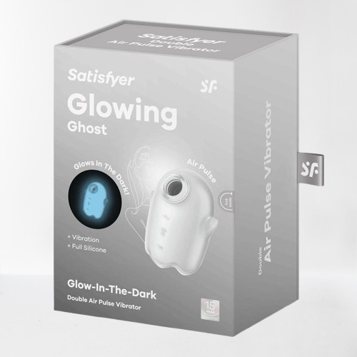 Satisfyer succionador de clítoris con vibración "Glowing Ghost" blanco (brilla en la oscuridad)