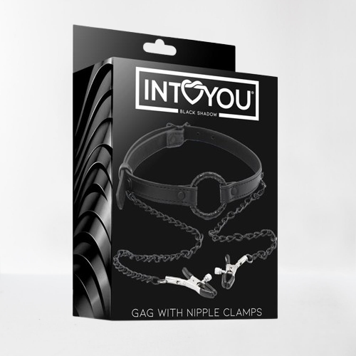 Intoyou "Black Shadow" mordaza con pinzas para pezones