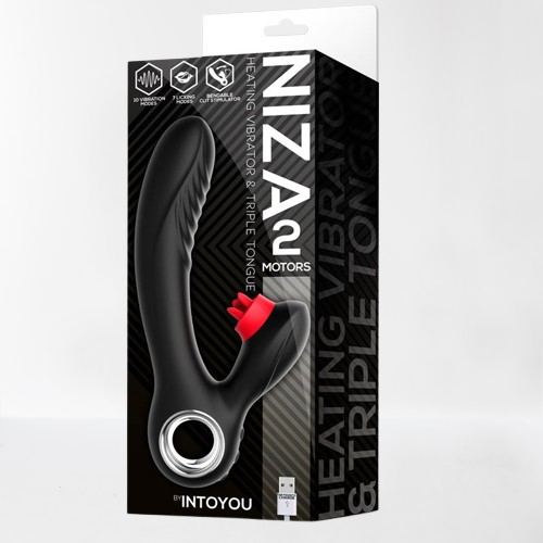 Intoyou vibrador con efecto calor y lengua estimuladora de clítoris "Niza"