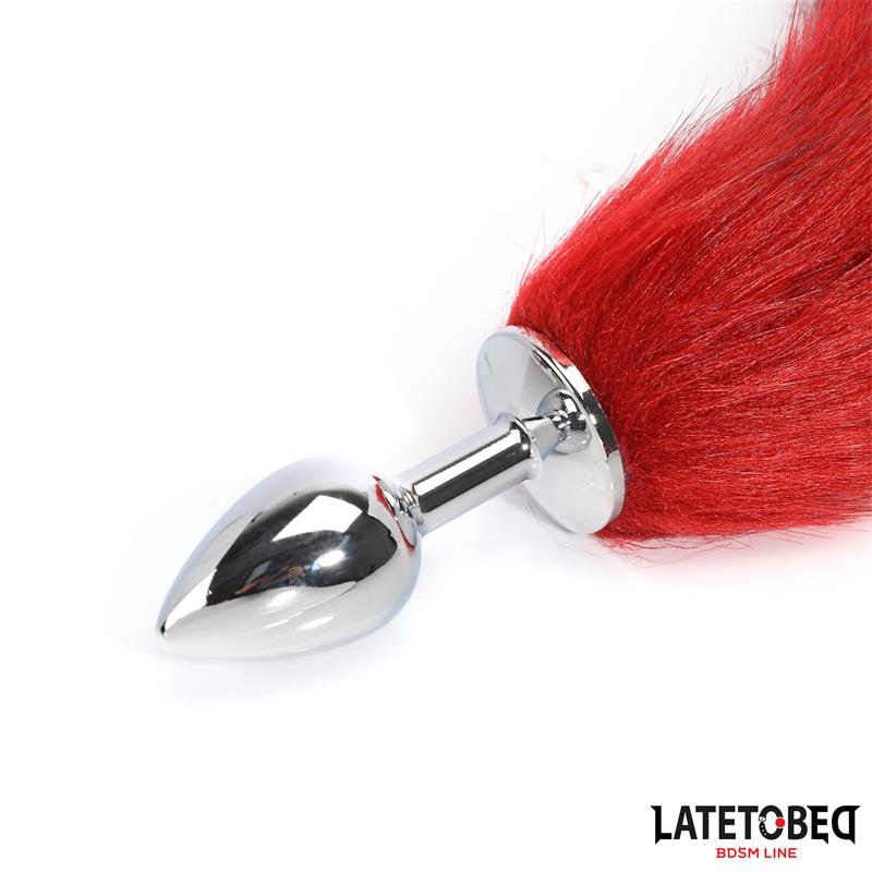 LateToBed "BDSM Line" plug anal con cola rojo vino 40 cm