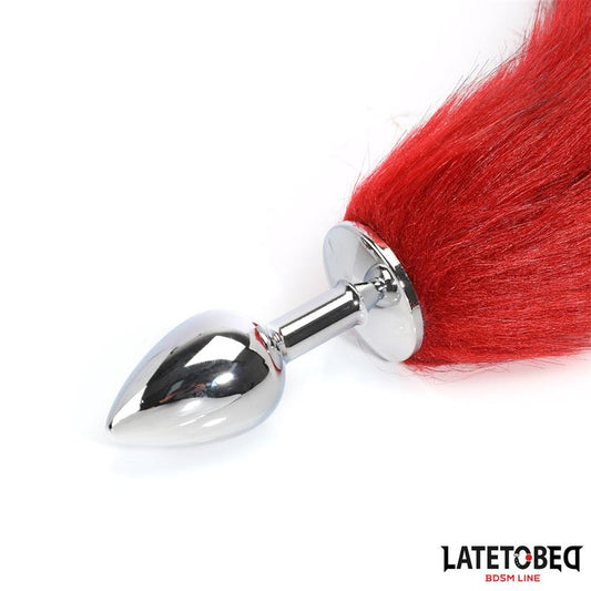 LateToBed "BDSM Line" plug anal con cola rojo vino 40 cm