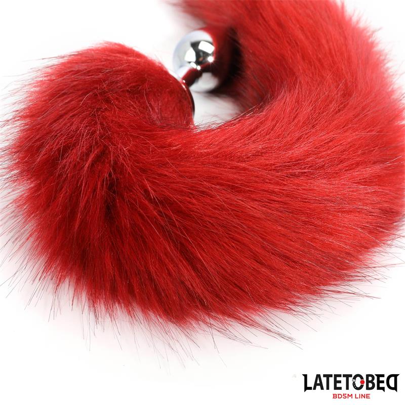 LateToBed "BDSM Line" plug anal con cola rojo vino 40 cm