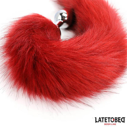 LateToBed "BDSM Line" plug anal con cola rojo vino 40 cm