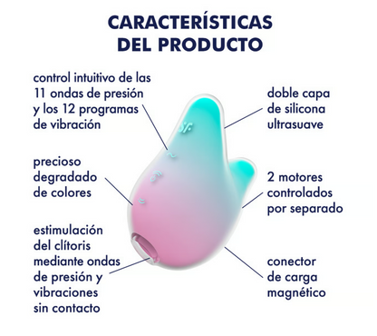 Satisfyer succionador de clítoris con vibración "Mermaid Vibes" menta y rosa
