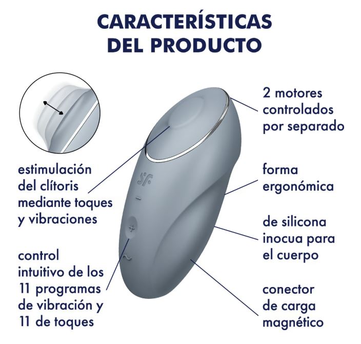 Satisfyer vibrador con tapping "Tap and Climax 1" gris