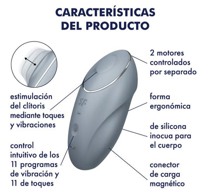 Satisfyer vibrador con tapping "Tap and Climax 1" gris