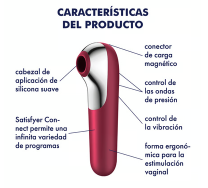 Satisfyer succionador de clítoris con vibración "Dual Love" rojo (con app)