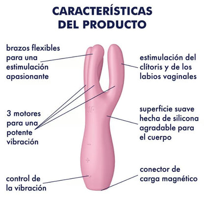 Satisfyer vibrador "Threesome 3 Lay-on" rosa