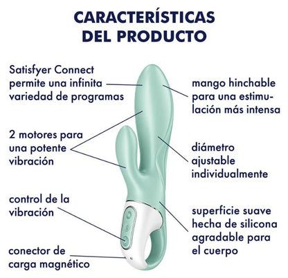 Satisfyer vibrador con inflado "Air Pump Bunny 5+" (con app)