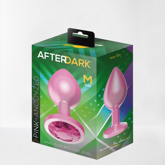 LateToBed Afterdark plug anal anodizado con joya rosa talla M