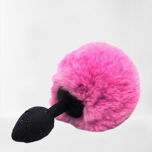 LateToBed Afterdark plug anal negro con pompón rosa talla S