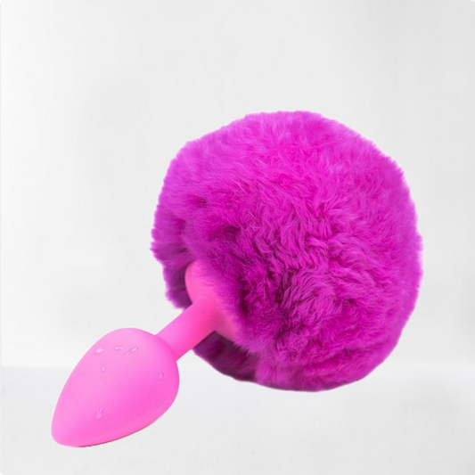 LateToBed Afterdark plug anal rosa con pompón púrpura talla S