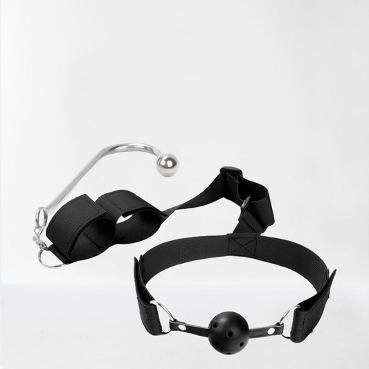 LateToBed "BDSM Line" ataduras con mordaza, esposas y gancho anal