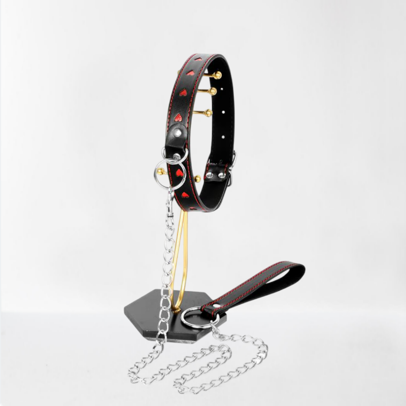 LateToBed "BDSM Line" collar con correa 52 cm