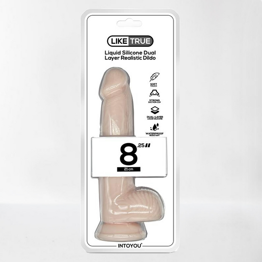 Intoyou LikeTrue dildo hiper realista silicona líquida dual layer 21 cm blanco