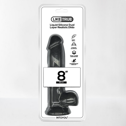 Intoyou LikeTrue dildo hiper realista silicona líquida dual layer 20 cm negro