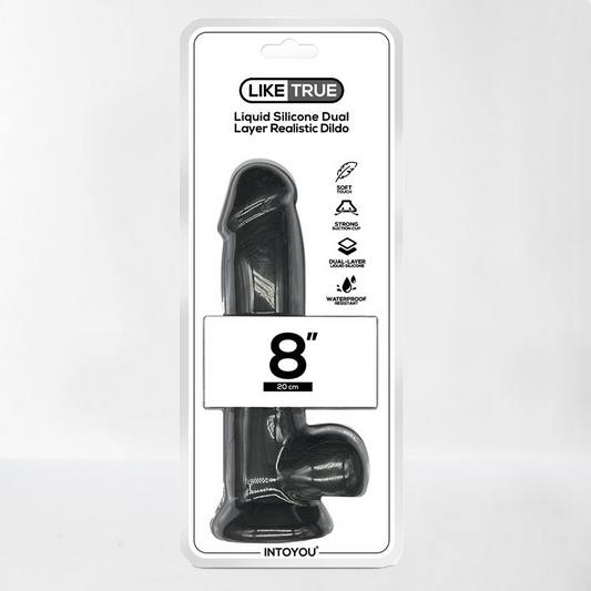 Intoyou LikeTrue dildo hiper realista silicona líquida dual layer 20 cm negro